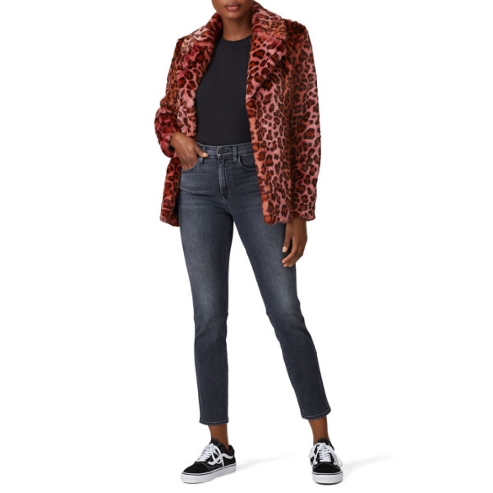 Unreal Fur Blush Leopard Faux Fur Jacket - brand new